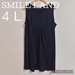 SMILE LAND 黒 ノースリーブワンピース 膝丈 4L 大きいサイズのサムネイル