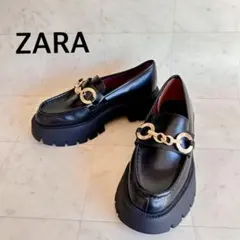 【新品】ZARA 厚底ローファー　トラックソール23.5cm 黒