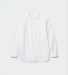 【美品】ユニクロ　エクストラファインコットンオーバーサイズスタンドカラーシャツ