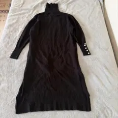 tocco closet タートルネック ニットワンピース ブラック M パール