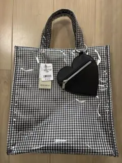 【新品】cache cache カシュカシュ ハートポーチ付きチェック柄トートのサムネイル