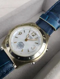 【美品】CASIO カシオ ソーラー電波式腕時計 ウェーブセプター レディース