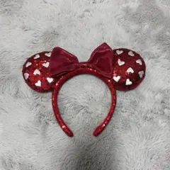 赤いハート柄スパンコールカチューシャ