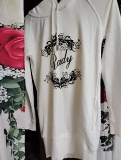 Rady フード付きパーカーワンピ ホワイト