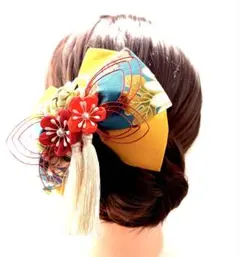 和柄リボンとつまみ細工の髪飾り　(550)