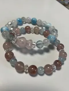 ローズクォーツ　ラリマー　アクアマリン　ホワイトラブラドライト　ブレスレット