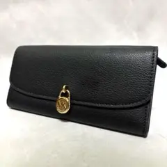 美品　Michael Kors 長財布　レザー　ブラック　金具　サークルロゴ