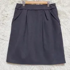 any SiS グレー タック スカート Lサイズ ひざ丈 オフィス