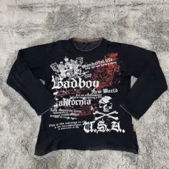 【bad boy／バッドボーイ】Tシャツ（M）黒 長袖 スカルのサムネイル