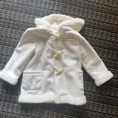 COMME CA ISM ホワイト フリース ダッフルコート90-100cm