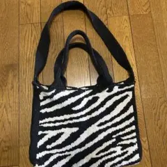 ゼブラ柄 ニットバッグ 2way ショルダーバッグ
