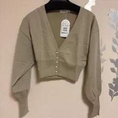 新品　ヤマダヤ　Rire Feteラメ入りベージュVネックカーディガン