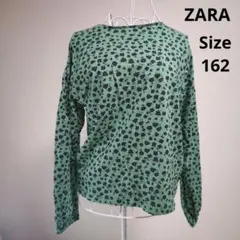 【人気☆かわいい☆ZARA】緑　黒　小花　長袖ロンT サイズ162