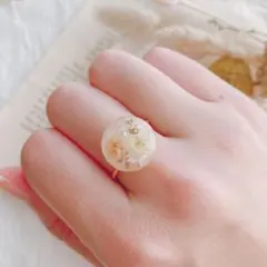 旧★レジンリング　指輪　ベージュ　オレンジ　イエロー　ゴールド　サイズフリー