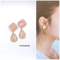 【No.742】ハンドメイド　ピアス　イヤリング　大人可愛い　パープル　雫　春