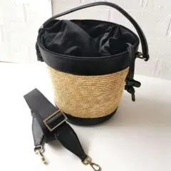 【美品✨】ジャンニキャリーニ ラフィア カゴバッグ 2way ショルダーバッグ