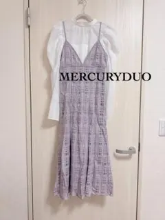 【美品】マーキュリーデュオ＊パワショルブラウスセットレースキャミワンピース