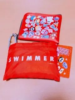 キャンドゥ SWIMMER エコバッグ カラビナ付合皮ポーチ セットのサムネイル