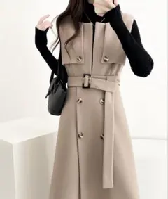 ABITOKYO ケープデザインキーネックロングジャンパースカート　M