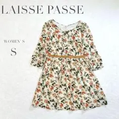【レッセパッセ】花柄ワンピース タック入り 裏地 日本製 フェミニン 綺麗め
