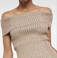 GANNI rib-knit off shoulder topsのサムネイル