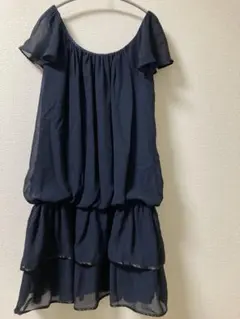 ネイビー　パーティドレス　結婚式　お呼ばれ