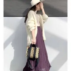 ungrid ハンドボリュームニットカーデ　ホワイト