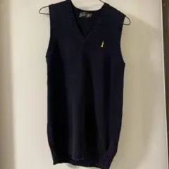 イーストボーイ スクールベスト 紺色　黄色　9号　Ｖネック