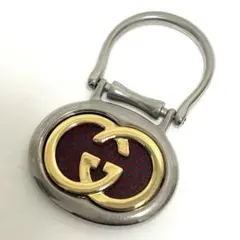 美品 オールド グッチ インターロッキング キーホルダー シェリーライン コンビ