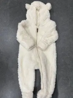 H&M ベビー ボア カバーオール クマ耳付き ホワイト
