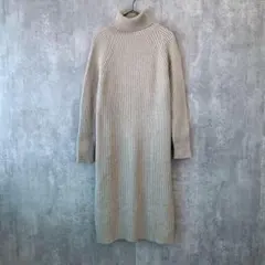 モノローグ リブ編み ニット ロングワンピース タートルネック