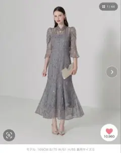 新品☆スパンコール花柄パフスリーブマーメイドワンピース 結婚式