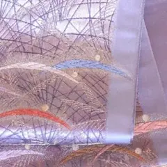夏物 絽の袋名古屋帯（夏草に水玉文）日本刺繍 薄手で柔らか 正絹