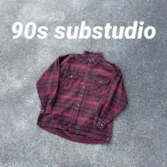 珍品 XL ヘビネル ボーダー 90s substudio ネルシャツ