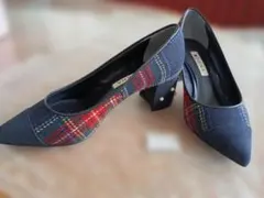 新品未使用Diana パンプス 23.0cm ネイビー/チェック柄