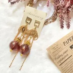 ブラウンビーズのピアス / No.129