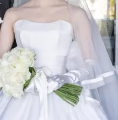 【着用画像あり】ホワイトサテンウェディンググローブ