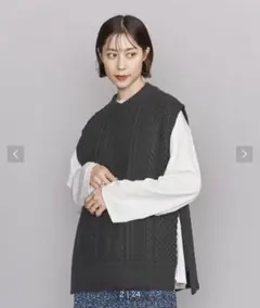 BEAUTY & YOUTH ウールケーブルニットベスト