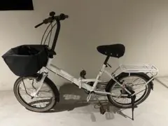 折りたたみ自転車 ホワイト バスケット付き※説明文をご覧下さい - メルカリ