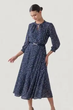 kay me ケイミー ボウタイ付き チェック シャツワンピース 9号 ベルト