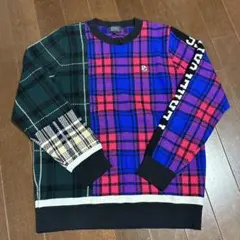 パーリーゲイツ　モノトーン　マルチチェック柄 セーターサイズ5