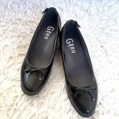 アシックス GIRO ペダラ パンプス エナメル ラメ ブラック 24.5cm