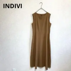 INDIVI インディヴィ ノースリーブワンピース ブラウン Sのサムネイル