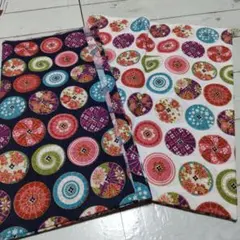 円形模様の綿生地 和風デザイン