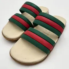 グッチ メンズ トング サンダル 6 シェリーライン GG柄 型押し レザー グッチ メンズ トング サンダル 6 シェリーライン GG柄 型押し