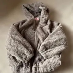 フリースフード付きジャケット グレー