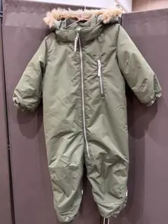 オリーブグリーン ファー付きフード 全身スーツ 92cm