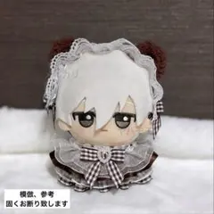 ぬい服 ギンガムチェックフリルドレス くま耳ヘッドドレスセット ブラウン