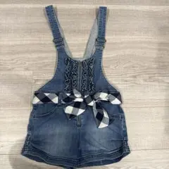 メゾピアノ　デニムオーバーオール フリル付き　サロペット　130