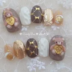 現品❤淡色 うさぎ くま ニット ほっこり 大人可愛い ガーリー ネイルチップ